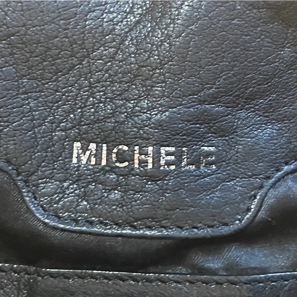 Vintage Michele 2009 Black Leather Hobo Bag Slouchy Y2K Shoulder Bag